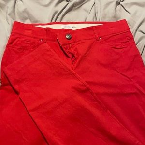 Red skinny jeans